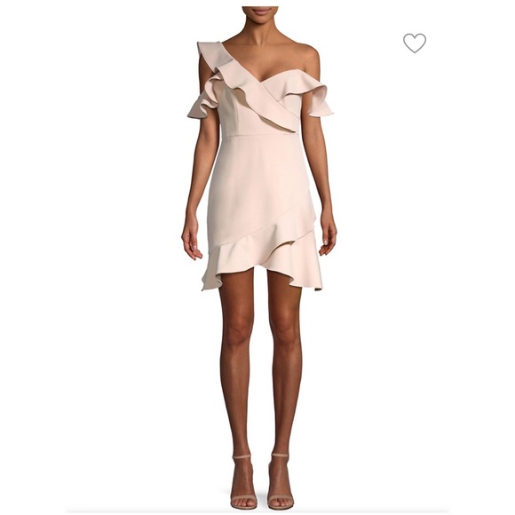 bcbgmaxazria asymmetric ruffle dress BCBGMAXAZRIA Kelsia Aqua Mist Cascade Ruffle Halter Dress – Runway Catalog main image 1